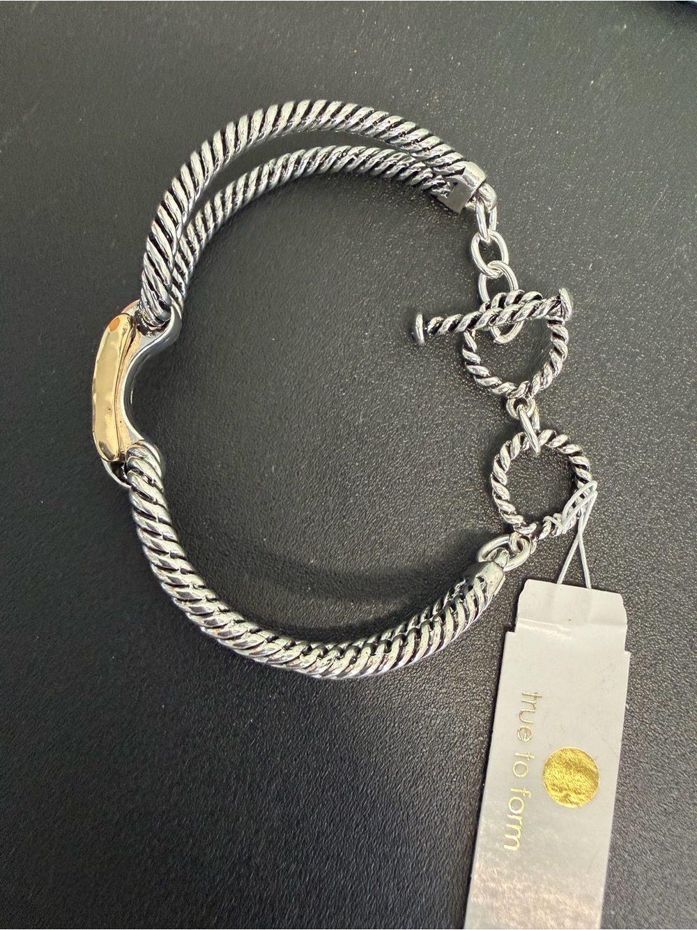True To Form | Two-Tone Rope-Link Toggle Lock Statement Bracelet ✨ - Picture 7 of 8